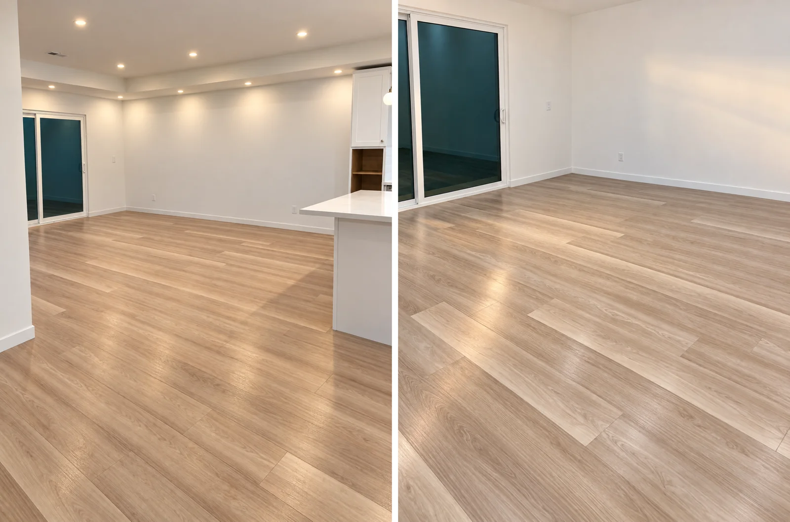 Sala, De cerca: Piso nuevo: tablones de roble claro en la sala y la cocina