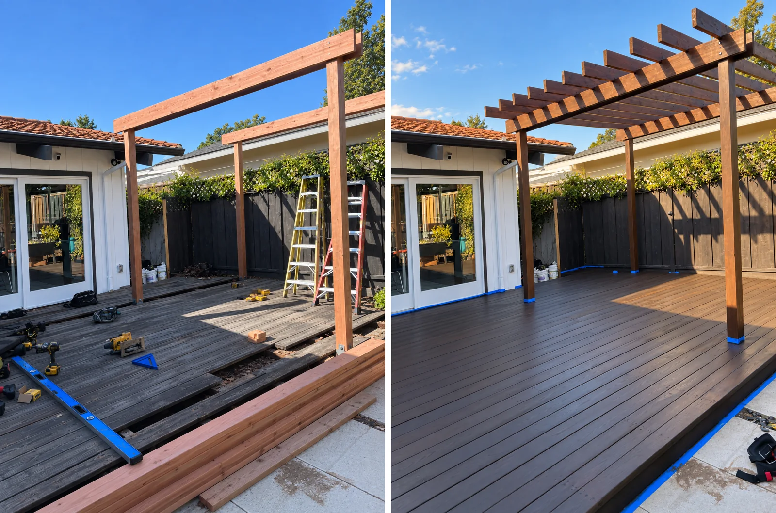 En proceso, Terminado: “¡Construimos una pérgola nueva y la teñimos junto con el deck para que combinen!”